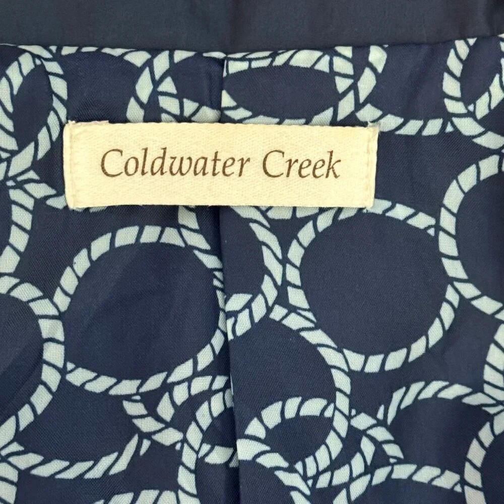Coldwater Creek Windbreaker Navy Blue Shimmer Zip Snap Pockets Women's XS